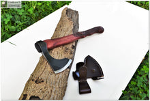 Load image into Gallery viewer, Viking middle axe with carved handle &quot;Tiny Dragon&quot;- Custom axe. Bikers gift, cosplay, camping and Steel anniversary. Sport standards.
