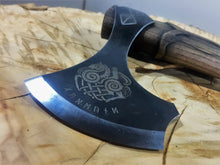 Load image into Gallery viewer, Personalized Axe Head with Author&#39;s &quot;Odin&#39;s horse Sleipnir&quot; engraving. Sheath is extra Option- 6th Anniversary Gift. Axe head. Viking axe.
