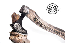 Load image into Gallery viewer, Personalized ornately decorated Axe &quot;Nidhogg Power&quot;-  Power Wisdom Strength Endurance Leadership. 6th Anniversary Gift. Gift of your Viking.
