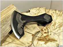 Load image into Gallery viewer, Personalized Axe Head with Author&#39;s &quot;Thor&#39;s Raven&quot; engraving. Sheath as extra Option- 6th Anniversary Gift. Axe head. Viking axe.
