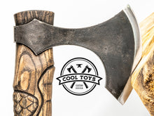 Load image into Gallery viewer, Celtic Axe &quot;Dragon Armor&quot;- Most unusual, elegant, ornately decorated axe in Celtic style. Silver eyes, High carbon Steel. 6th Anniversary.
